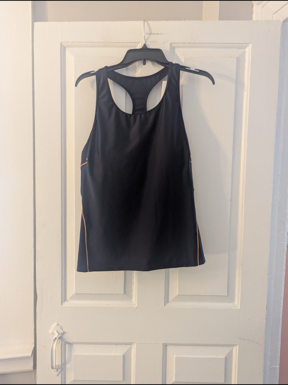 Baleaf Black Racerback Tank with Tan Contrast Piping